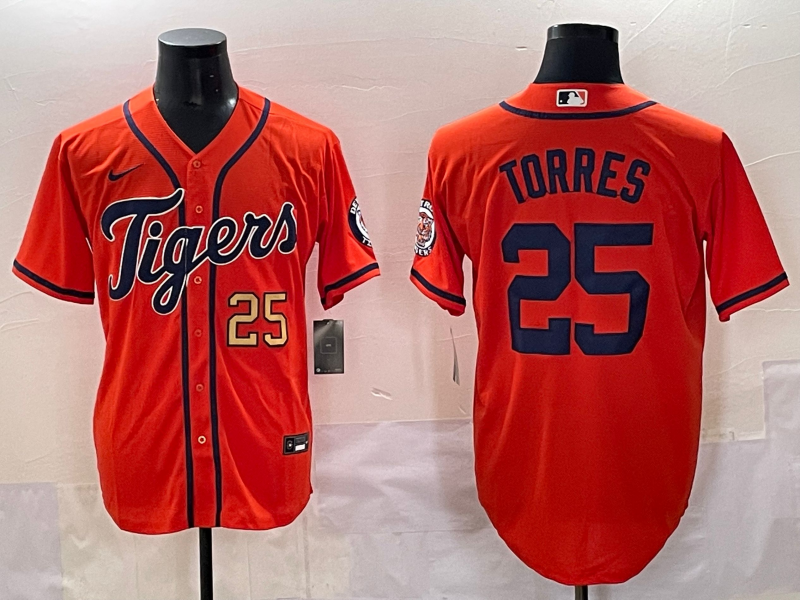 Men 2025 Detroit Tigers #25 Torres orange Nike MLB Jersey style 1